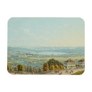 Uitzicht van Zürich, c.1840 (m/c) Magneet