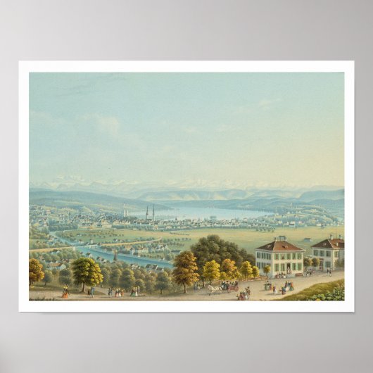 Uitzicht van Zürich, c.1840 (m/c) Poster (Voorkant)