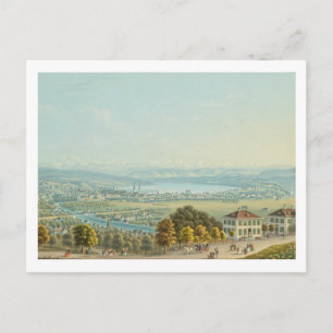 Uitzicht van Zürich, c.1840 (w/c) Briefkaart