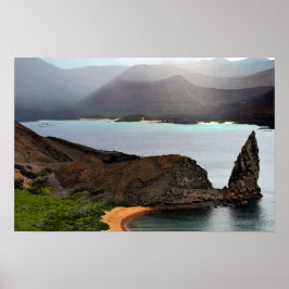 Uitzicht vanaf Bartolome Peak in de Galapagos-eila Poster