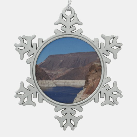 Uitzicht vanaf de Hooverdam 2016 Tin Sneeuwvlok Ornament (Voorkant)