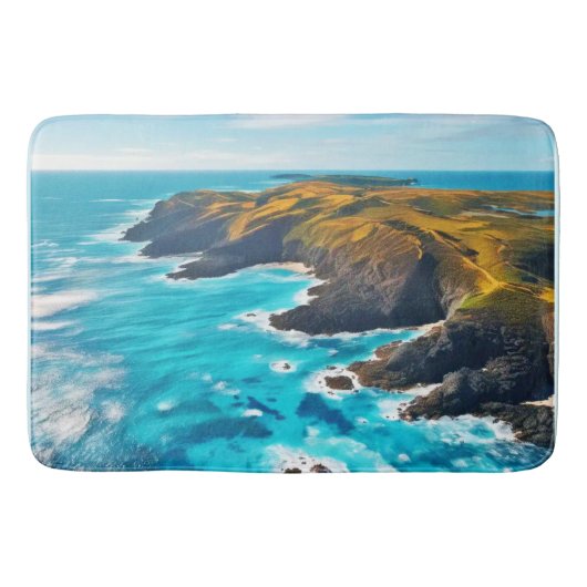 Uitzicht vanaf Ocean Cliffs: Wild Shore Badmat (Voorkant)