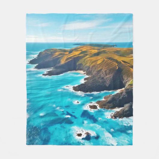 Uitzicht vanaf Ocean Cliffs: Wild Shore Fleece Deken (Voorkant)