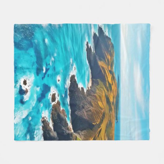 Uitzicht vanaf Ocean Cliffs: Wild Shore Fleece Deken (Voorkant (Horizontaal))
