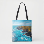 Uitzicht vanaf Ocean Cliffs: Wild Shore Tote Bag (Voorkant)