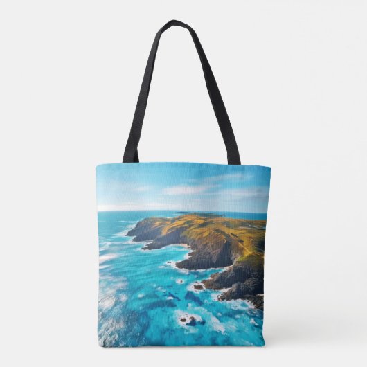 Uitzicht vanaf Ocean Cliffs: Wild Shore Tote Bag (Achterkant)