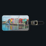 Uitzicht vanaf pontonbrug op het eiland Curacao Bagagelabel<br><div class="desc">Uitzicht vanaf Pontoon bridge op het bagagelabel Curacao.</div>