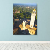 Uitzicht vanaf toren, San Gimignano, Siena, Toscan Canvas Afdruk (Insitu (Houten vloer))