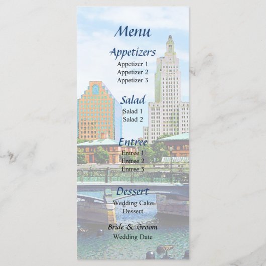 Uitzicht vanaf Waterplace Park bruiloftsmenu Menu (Voorkant)