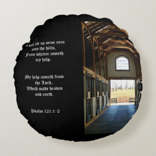 Uitzicht vanuit de schuur in Kentucky, Psalm 121:1 Rond Kussen