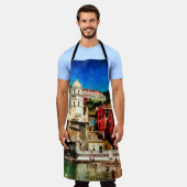 Uitzicht Vernazza, Italië. Waterverf schilderkegel Schort (Gedragen)