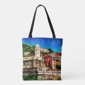 Uitzicht Vernazza, Italië. Waterverf schilderkegel Tote Bag (Achterkant)