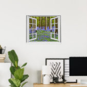 Uitzicht voor blauwe gordels en bomen poster (Thuiskantoor)