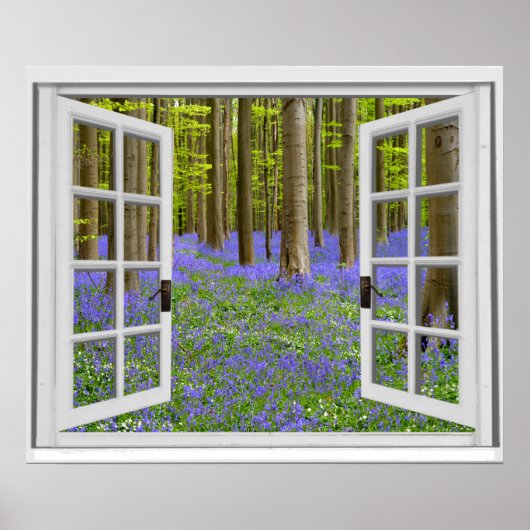 Uitzicht voor blauwe gordels en bomen poster (Voorkant)