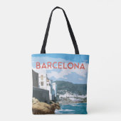 Uitzicht voor de kust van Barcelona, Spanje Tote Bag (Achterkant)
