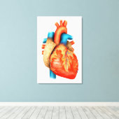 Uitzicht vooraan van het menselijk hart canvas afdruk (Insitu (Houten vloer))