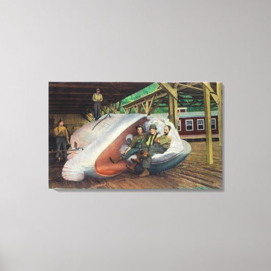 Uitzicht walvisjagers die zich op de walvis herste canvas afdruk (Voorkant)