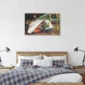 Uitzicht walvisjagers die zich op de walvis herste canvas afdruk (Insitu (Slaapkamer))