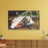 Uitzicht walvisjagers die zich op de walvis herste canvas afdruk (Insitu (Woonkamer))