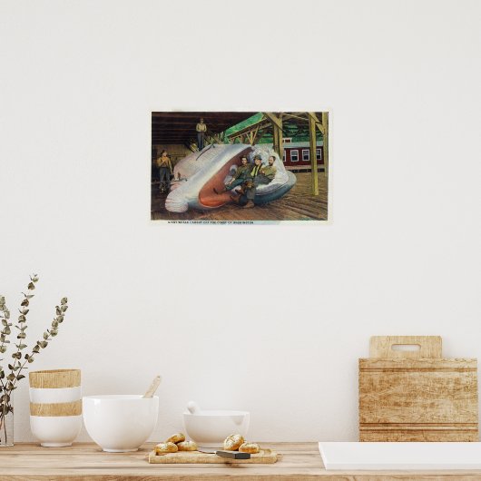 Uitzicht walvisjagers die zich op de walvis herste poster (Keuken)
