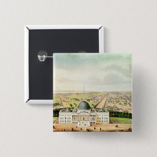 Uitzicht Washington Vierkante Button 5,1 Cm (Voorkant /achterkant)