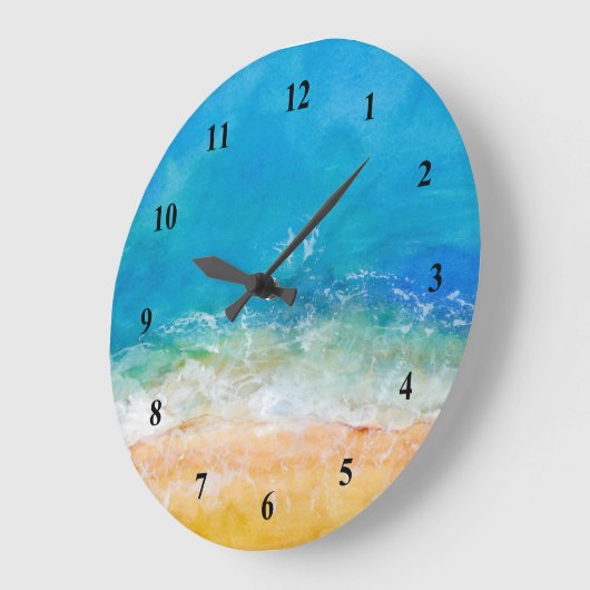 Uitzicht waterverf strand grote klok (Hoek)