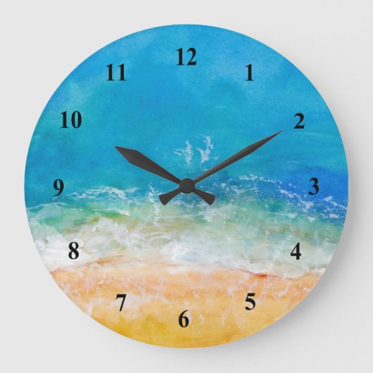 Uitzicht waterverf strand grote klok (Voorkant)