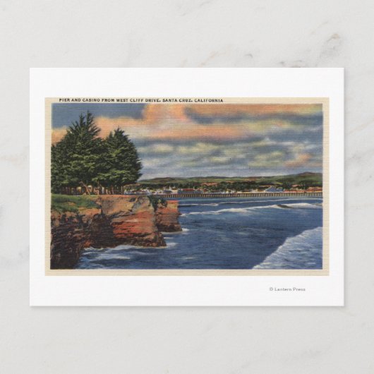 Uitzicht West Cliff Drive Pier en Casino Briefkaart (Voorkant)