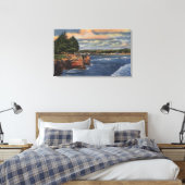 Uitzicht West Cliff Drive Pier en Casino Canvas Afdruk (Insitu (Slaapkamer))