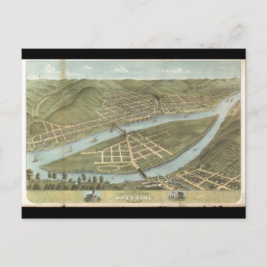 Uitzicht Wheeling West Virginia (1870) Briefkaart (Voorkant)