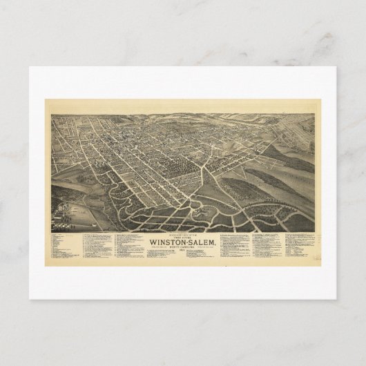 Uitzicht Winston-Salem North Carolina 1891 Briefkaart (Voorkant)