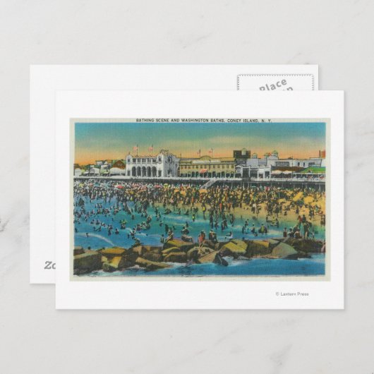 Uitzicht zwemmers in de badzones in Washington Briefkaart (Voorkant / Achterkant)