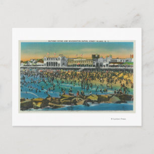 Uitzicht zwemmers in de badzones in Washington Briefkaart
