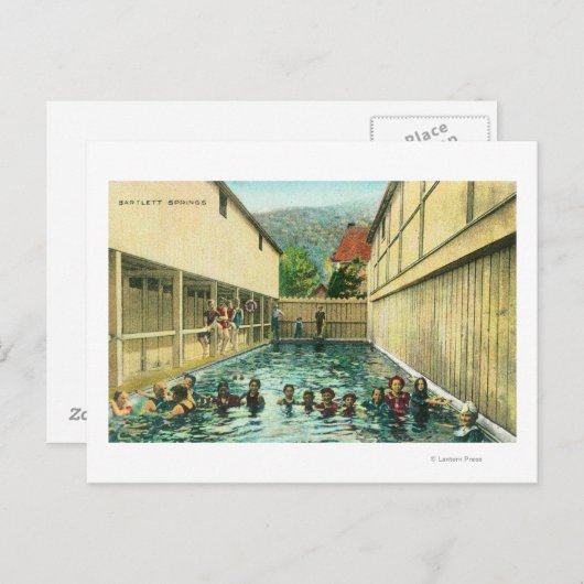 Uitzicht zwemmers op de Baden Briefkaart (Voorkant / Achterkant)