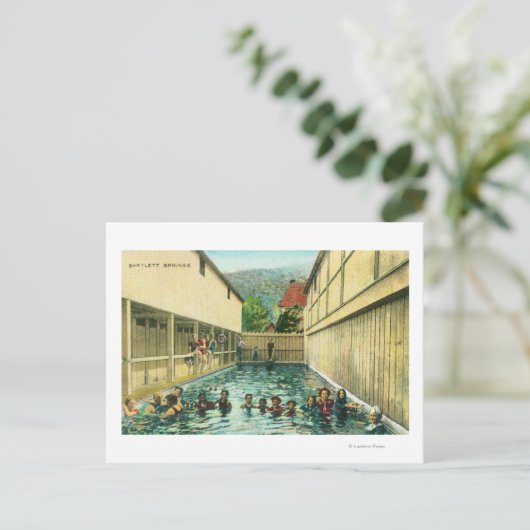 Uitzicht zwemmers op de Baden Briefkaart (Staand voorkant)