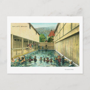 Uitzicht zwemmers op de Baden Briefkaart