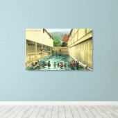 Uitzicht zwemmers op de Baden Canvas Afdruk (Insitu (Houten vloer))