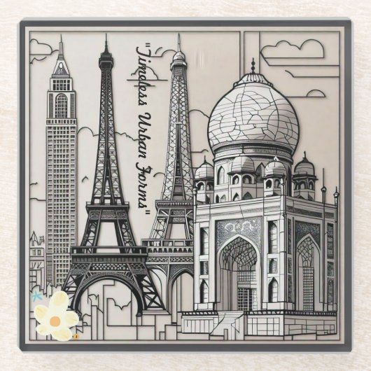 "Uitzichten en lijnen" Glazen Onderzetter (Voorkant)