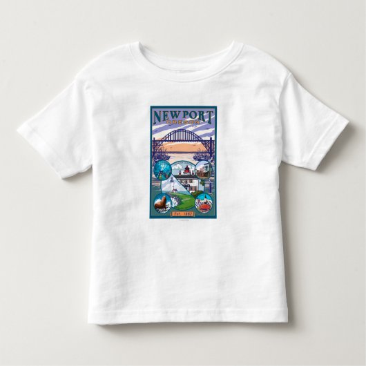 Uitzichten in de stad Newport, Oregon Kinder Shirts (Voorkant)