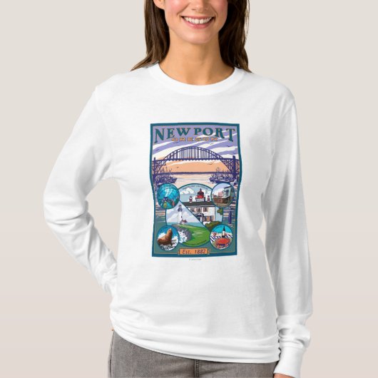 Uitzichten in de stad Newport, Oregon T-shirt (Voorkant)