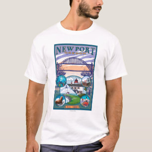 Uitzichten in de stad Newport, Oregon T-shirt