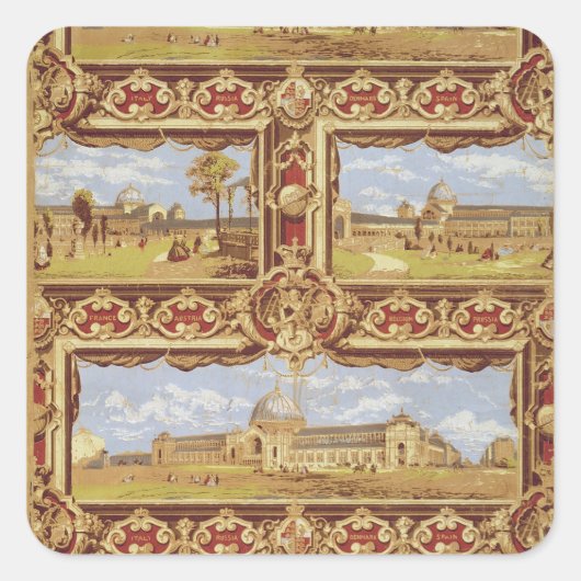Uitzichten van de International Exhibition, 1862, Vierkante Sticker (Voorkant)