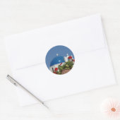 Uitzichten van de kerk op Santorini, Griekenland Ronde Sticker (Envelop)