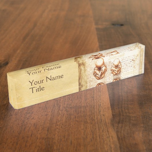 Uitzichten van een foetus in de baarmoeder, Ob-Gyn Naambordje (Zijkant)