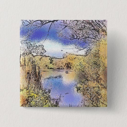 UITZICHTEN VAN ENGLAND VIERKANTE BUTTON 5,1 CM (Voorkant)