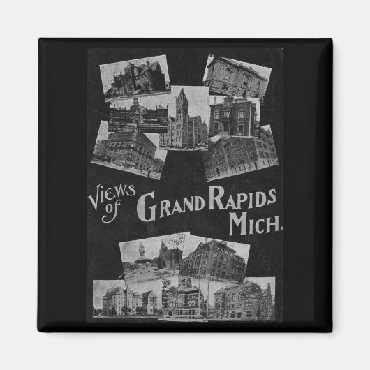 Uitzichten van Grand Rapids Michigan Vintage Magneet (Voorkant)