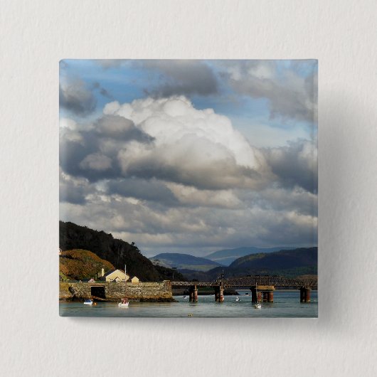 UITZICHTEN VAN WALES VIERKANTE BUTTON 5,1 CM (Voorkant)