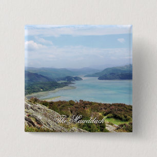 UITZICHTEN VAN WALES VIERKANTE BUTTON 5,1 CM