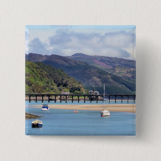 UITZICHTEN VAN WALES VIERKANTE BUTTON 5,1 CM (Voorkant)