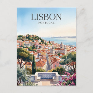 Uitzichtpunt Senhora do Monte Lissabon Portugal Briefkaart
